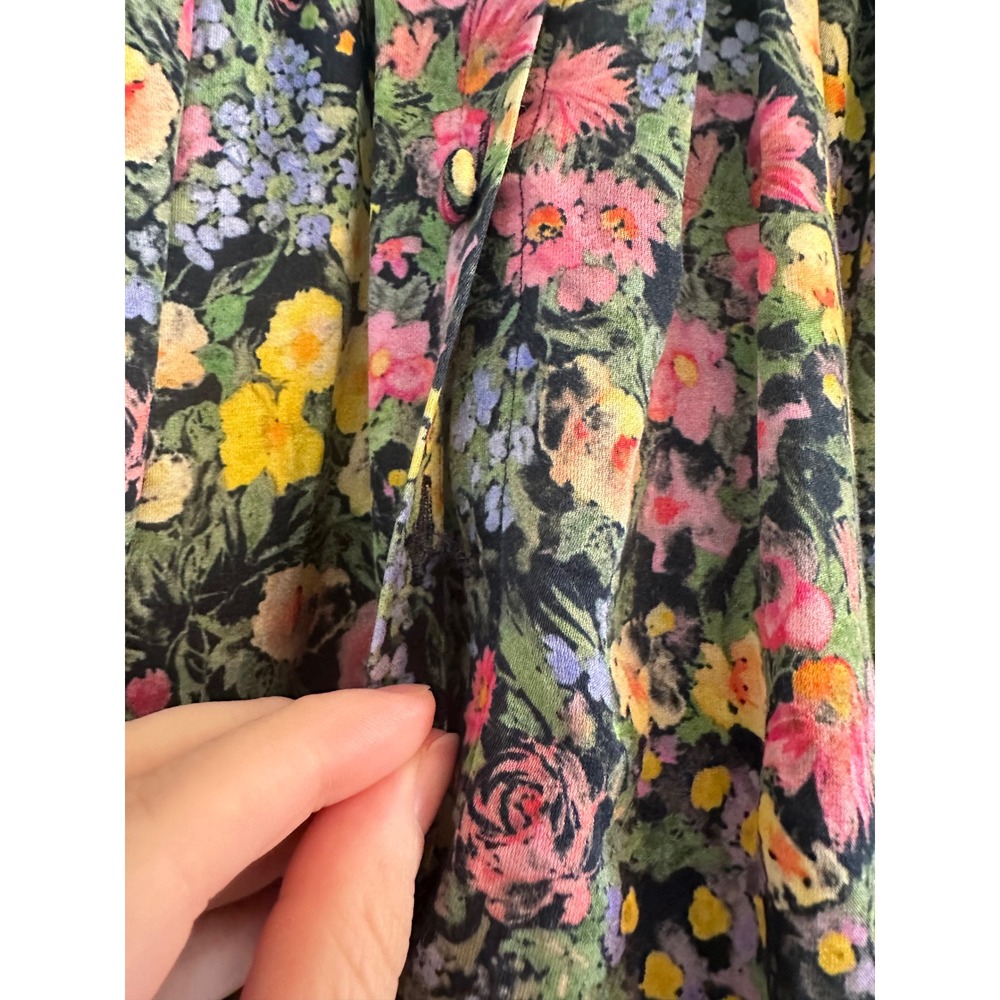 LoveShackFancy Silk Cotton Floral Ruffle Blouse Long Sleeve Multicolor Small - Picture 3 of 7